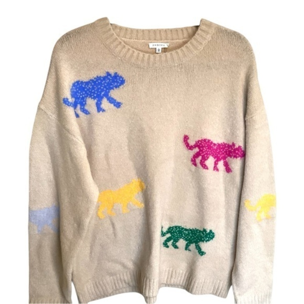 Nwot JODIFL Sweater with Colorful Cats large